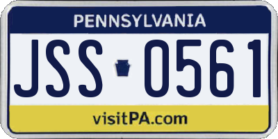 PA license plate JSS0561