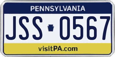 PA license plate JSS0567