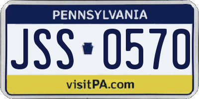 PA license plate JSS0570