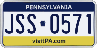 PA license plate JSS0571