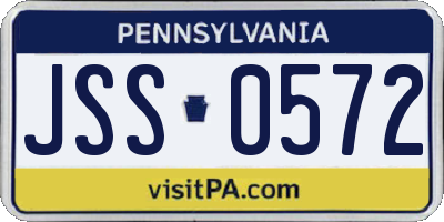 PA license plate JSS0572