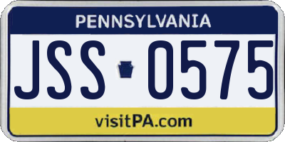 PA license plate JSS0575