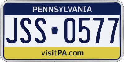 PA license plate JSS0577