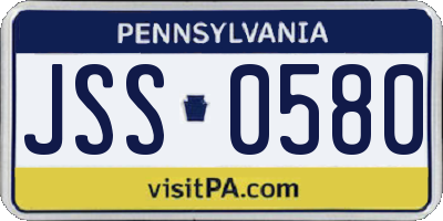 PA license plate JSS0580