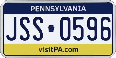PA license plate JSS0596
