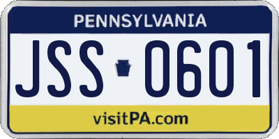 PA license plate JSS0601