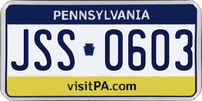 PA license plate JSS0603