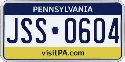 PA license plate JSS0604