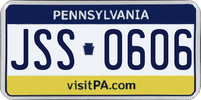 PA license plate JSS0606