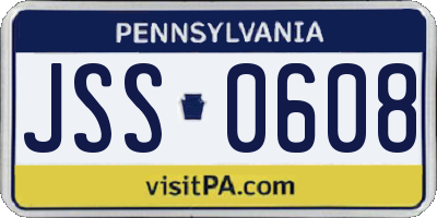 PA license plate JSS0608