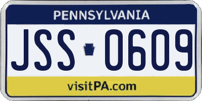 PA license plate JSS0609