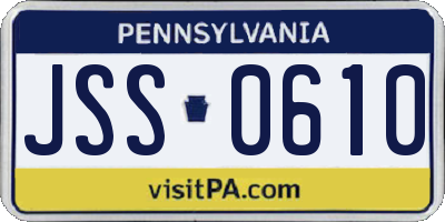 PA license plate JSS0610