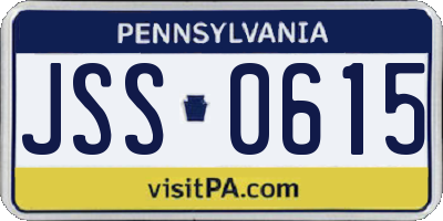 PA license plate JSS0615