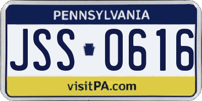 PA license plate JSS0616
