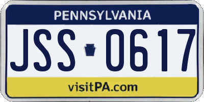 PA license plate JSS0617