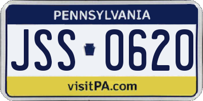 PA license plate JSS0620