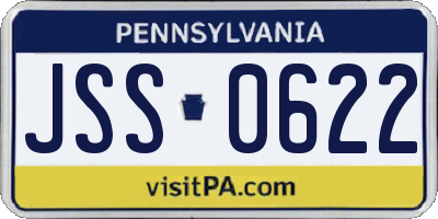 PA license plate JSS0622