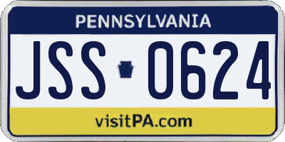 PA license plate JSS0624