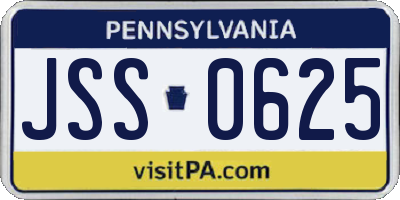 PA license plate JSS0625