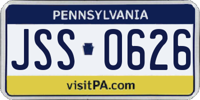 PA license plate JSS0626