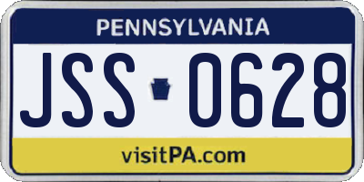 PA license plate JSS0628
