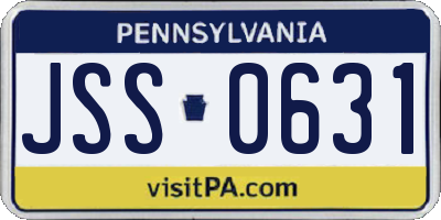 PA license plate JSS0631