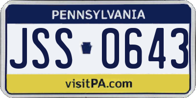 PA license plate JSS0643