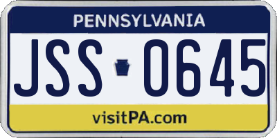 PA license plate JSS0645