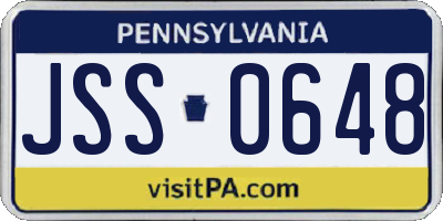 PA license plate JSS0648