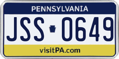 PA license plate JSS0649