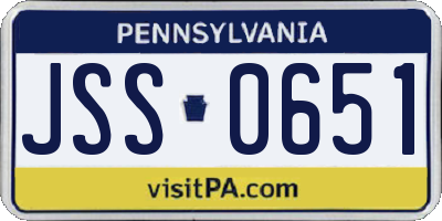 PA license plate JSS0651