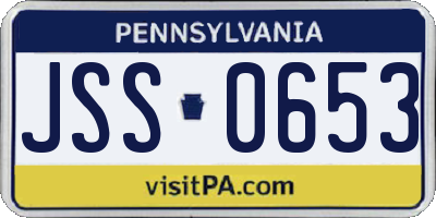 PA license plate JSS0653