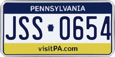 PA license plate JSS0654