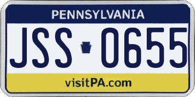 PA license plate JSS0655