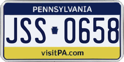 PA license plate JSS0658