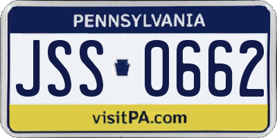 PA license plate JSS0662