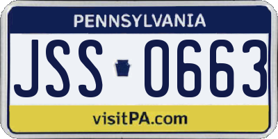 PA license plate JSS0663