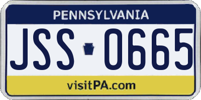 PA license plate JSS0665