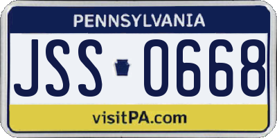 PA license plate JSS0668