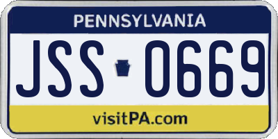 PA license plate JSS0669