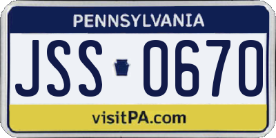 PA license plate JSS0670