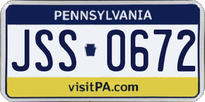 PA license plate JSS0672