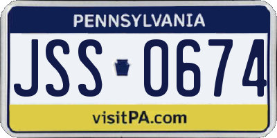 PA license plate JSS0674