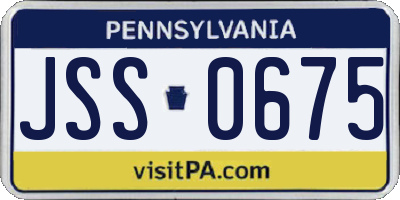 PA license plate JSS0675