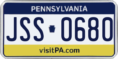 PA license plate JSS0680