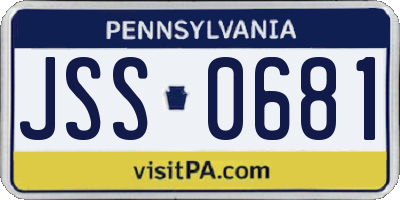 PA license plate JSS0681