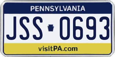 PA license plate JSS0693