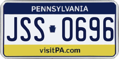 PA license plate JSS0696