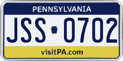 PA license plate JSS0702