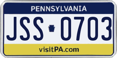 PA license plate JSS0703